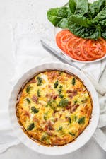 Crustless keto broccoli and bacon quiche
