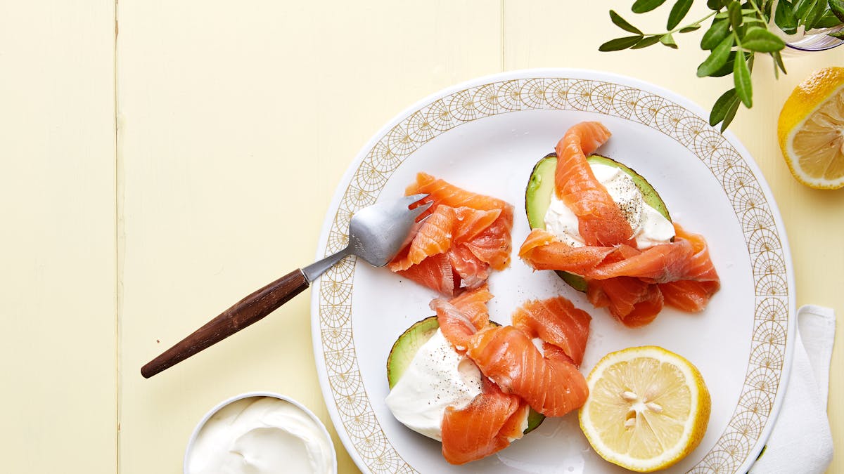 Salmon-filled avocados