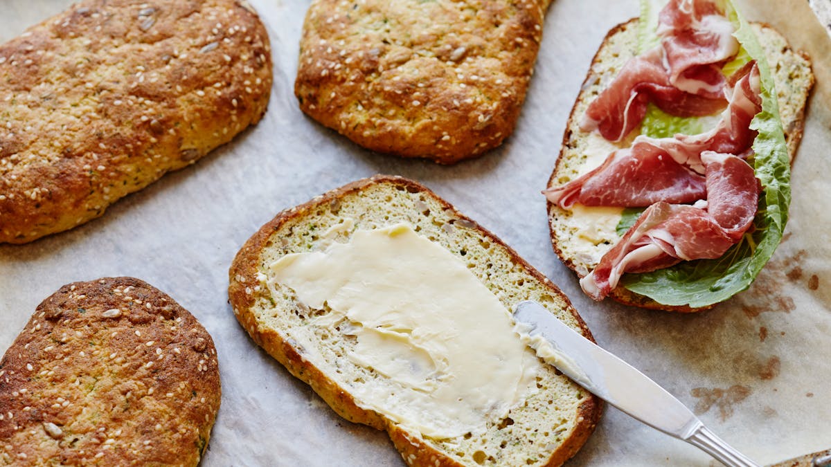 Low carb zucchini ciabatta