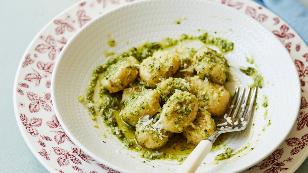 Keto gnocchi with homemade pesto