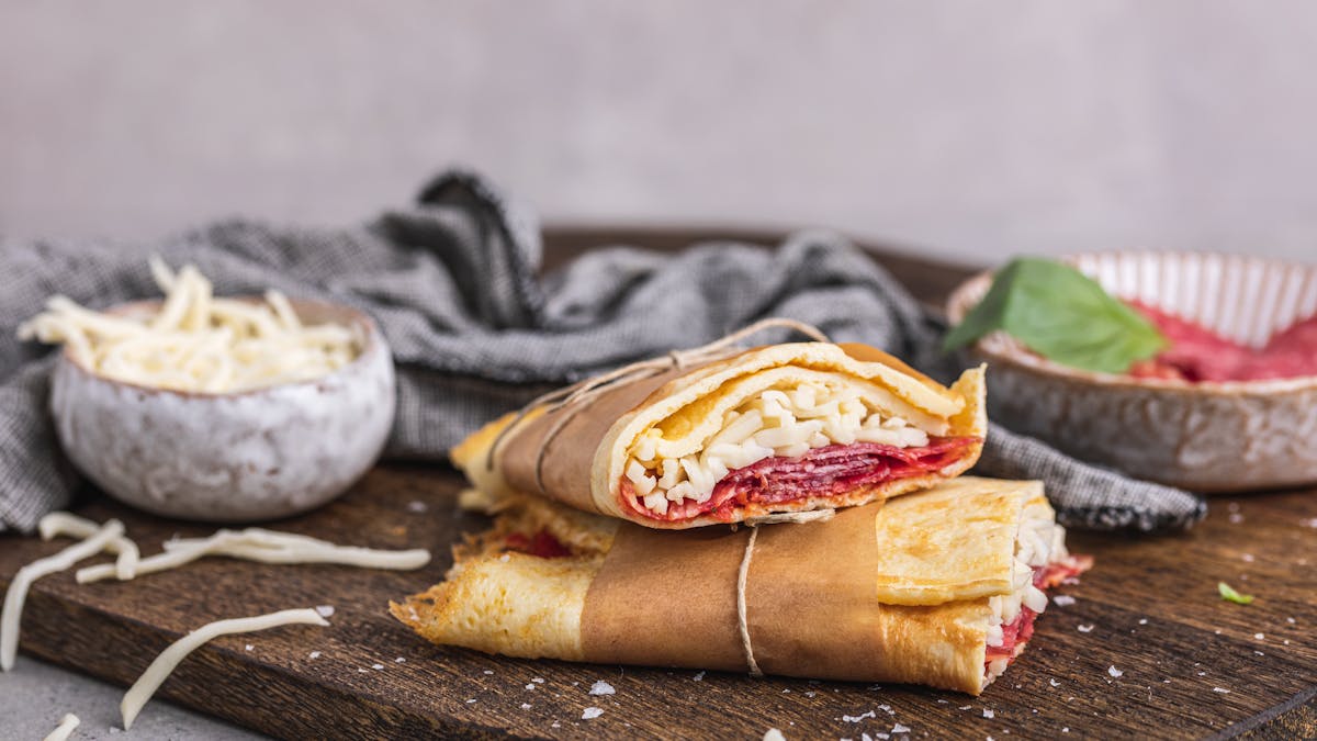 Keto pizza egg wrap