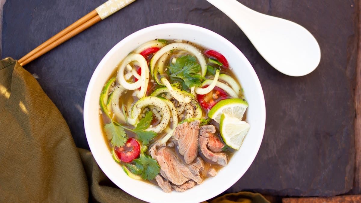 Keto zoodle pot beef pho