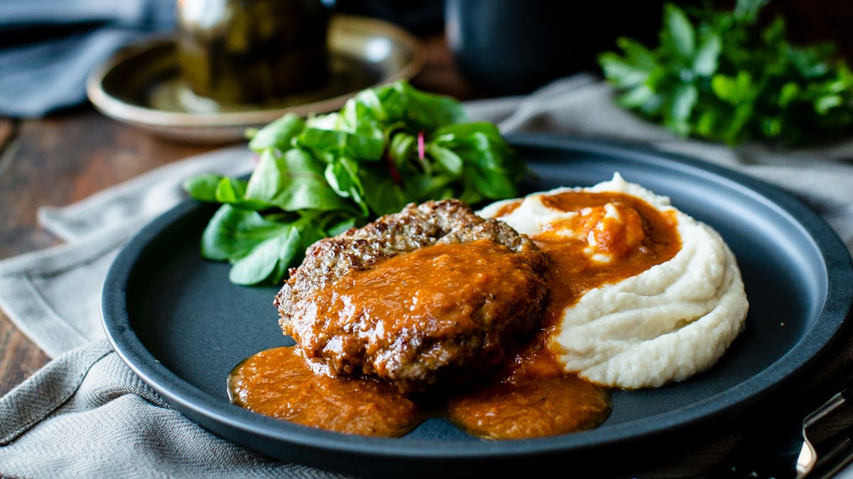 Low carb salisbury steak with quick mash