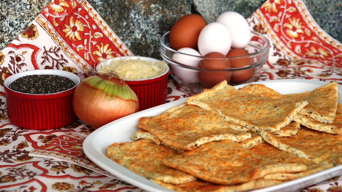 Caramelized onion and cheese pita