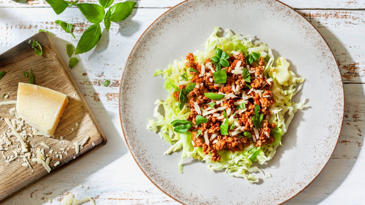 Quick keto turkey bolognese with cabbage noodles