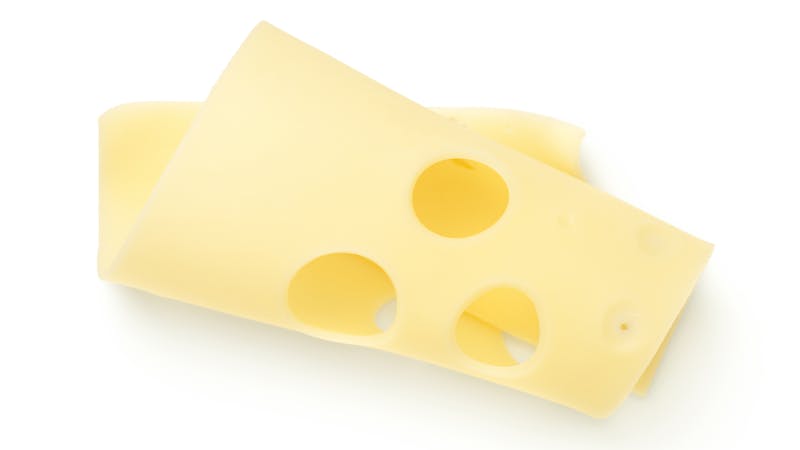 Emmentaler Cheese Slice Isolated On White Background