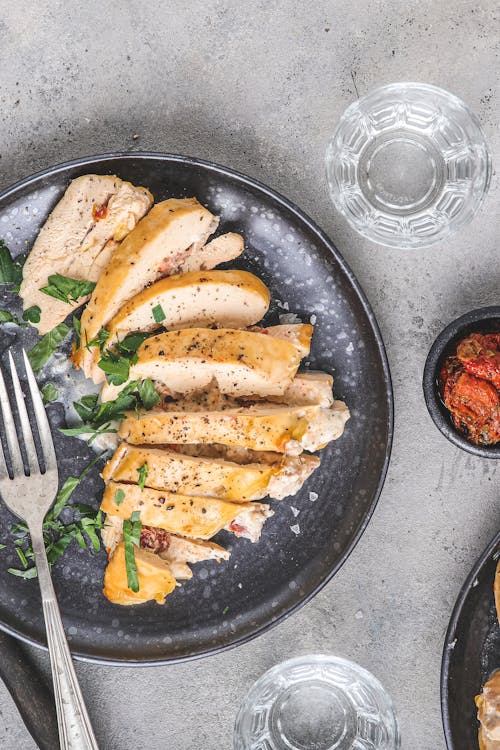 Air fryer stuffed chicken breasts with herb cream cheese