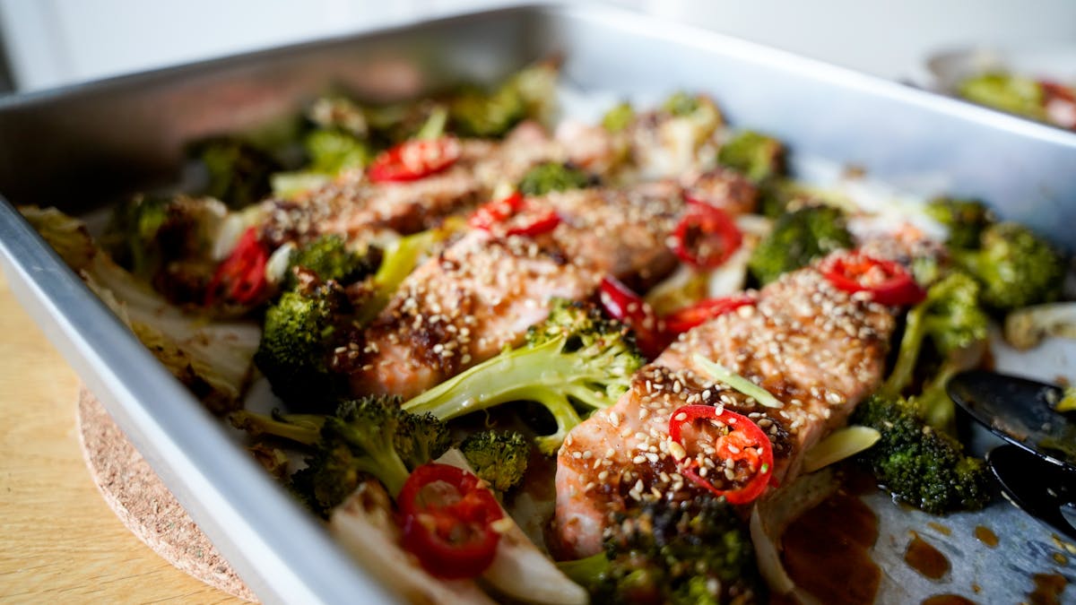 Sheet-pan teriyaki salmon
